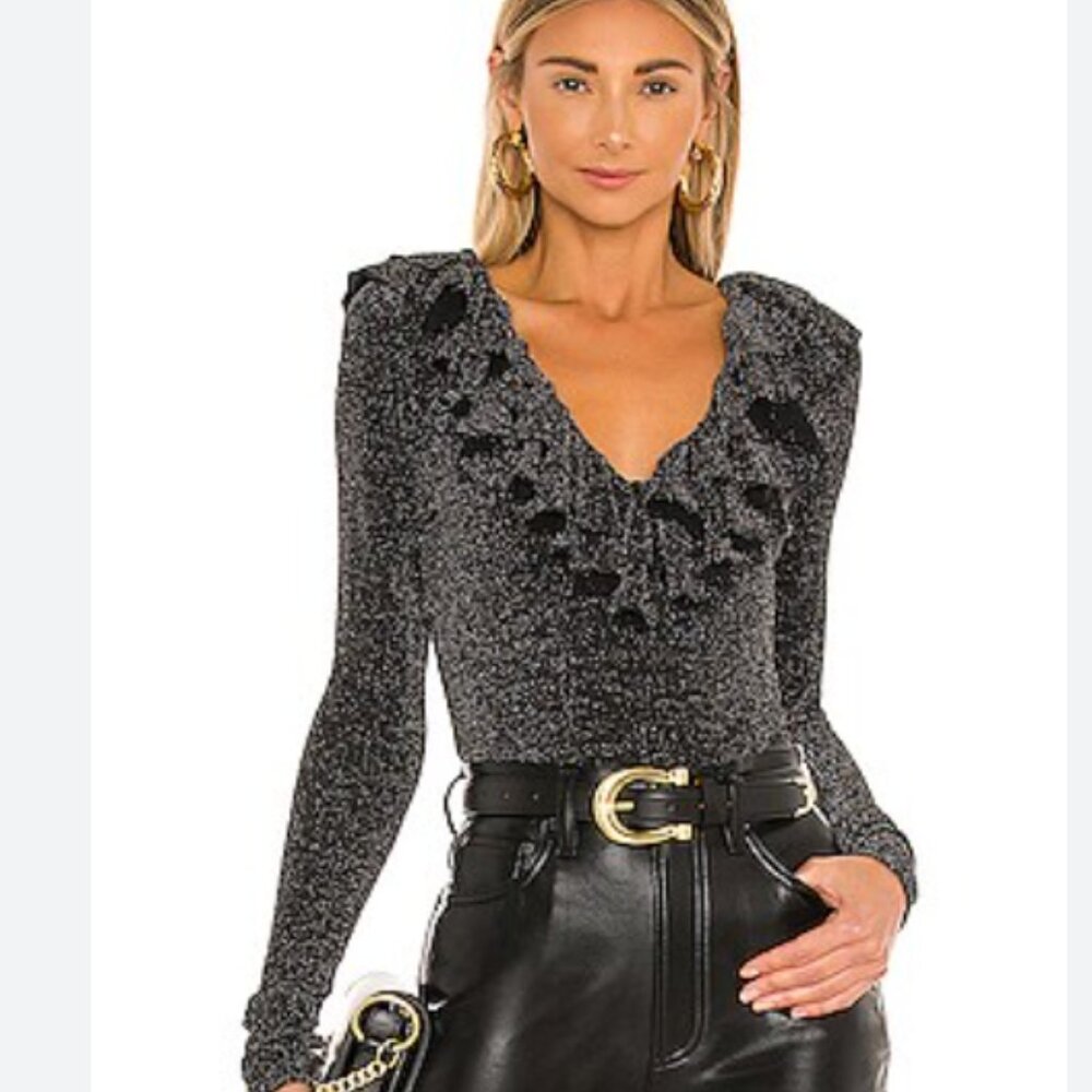 Tularosa Hera Bodysuit in Black Sequin